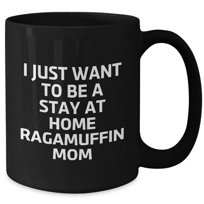 Funny Ragamuffin Cat Mom Gifts from Dad to Stay at Home Ragamuffin Cat Lovers on Father's Day - Black Coffee Mug - Victory Thru Vision 