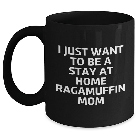 Funny Ragamuffin Cat Mom Gifts from Dad to Stay at Home Ragamuffin Cat Lovers on Father's Day - Black Coffee Mug - Victory Thru Vision