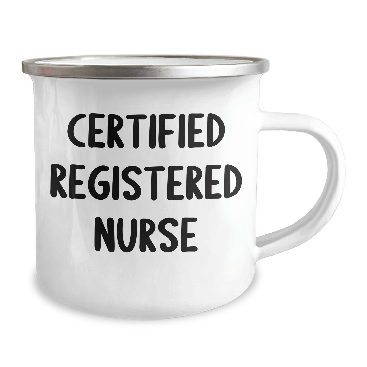 Funny Registered Nurse Gifts for Men - 'Certified Registered Nurse' Camping Mug, 12 oz Stainless Steel with Enamel Finish, Perfect for Father's Day - Victory Thru Vision 
