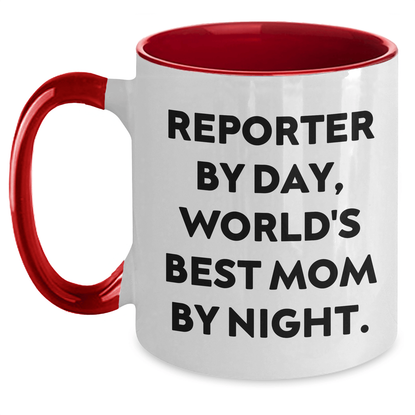 Funny Reporter Gifts from Mom By Night, Two Tone Coffee Mugs for Reporter By Day, Graduation Unique Gifts for Him, Her, or Friends - Victory Thru Vision