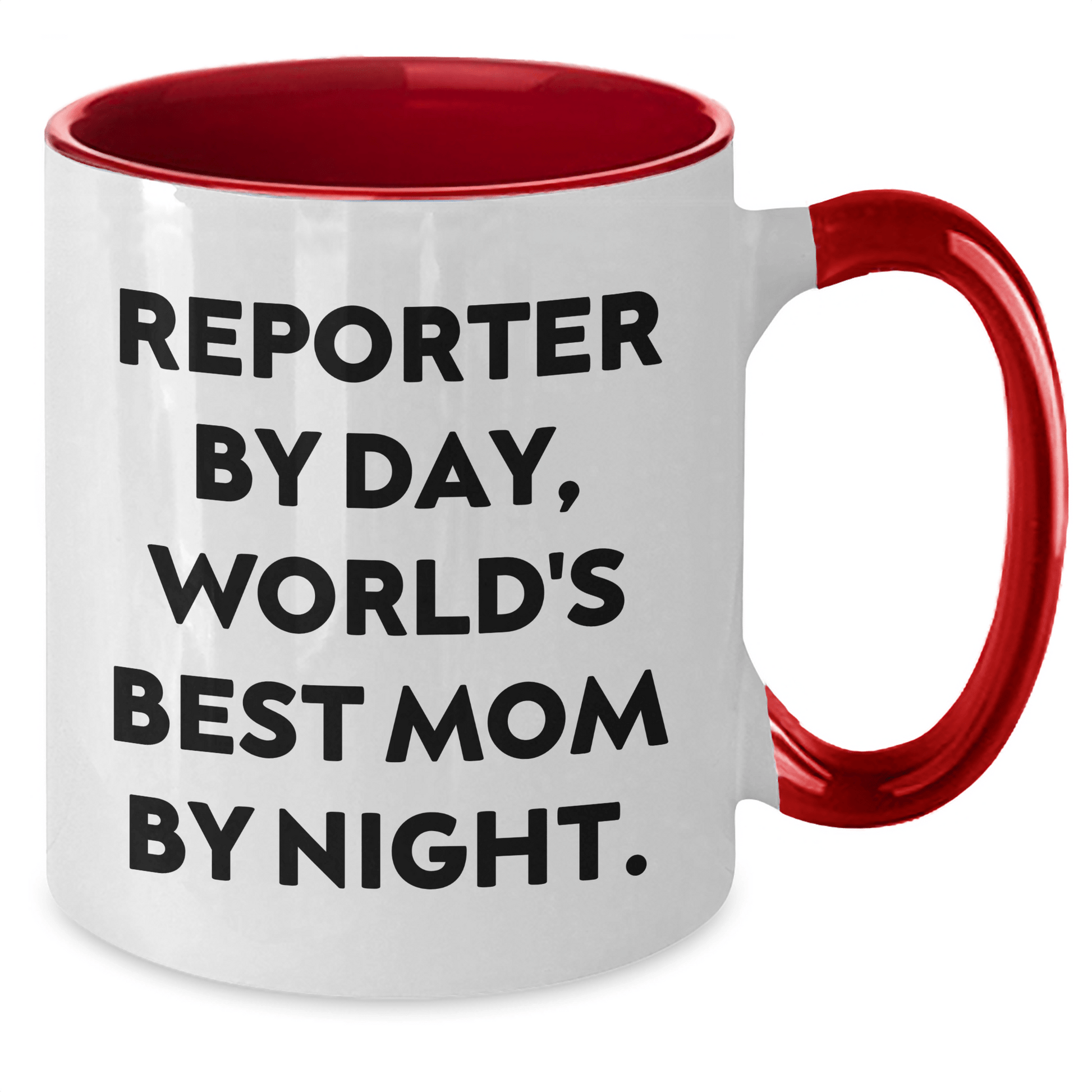 Funny Reporter Gifts from Mom By Night, Two Tone Coffee Mugs for Reporter By Day, Graduation Unique Gifts for Him, Her, or Friends - Victory Thru Vision