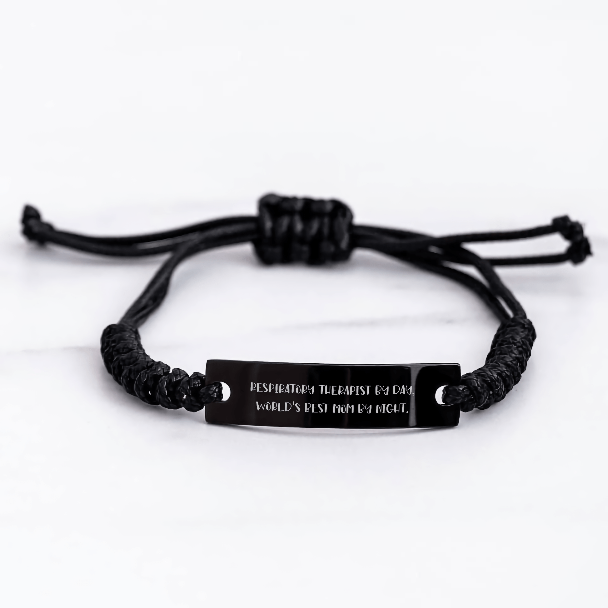 Funny Respiratory Therapist Gifts, Rope Bracelet for Men, Gifts from Mom to Respiratory Therapist Dad, Inspirational Quote, Adjustable, Black, Father's Day Unique Gifts - Victory Thru Vision
