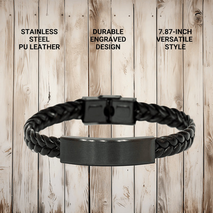 Funny Rottweiler Dog Gifts for Men - Interlaced Leather Bracelet from Friends for Father's Day - Victory Thru Vision