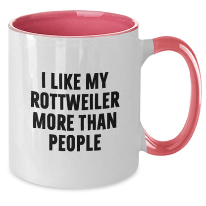 Funny Rottweiler Dog Gifts - I Like My Rottweiler More Than People, Two Tone Coffee Mug, Birthday Unique Gifts from Friends, Gifts for Rottweiler Dog Lovers - Victory Thru Vision