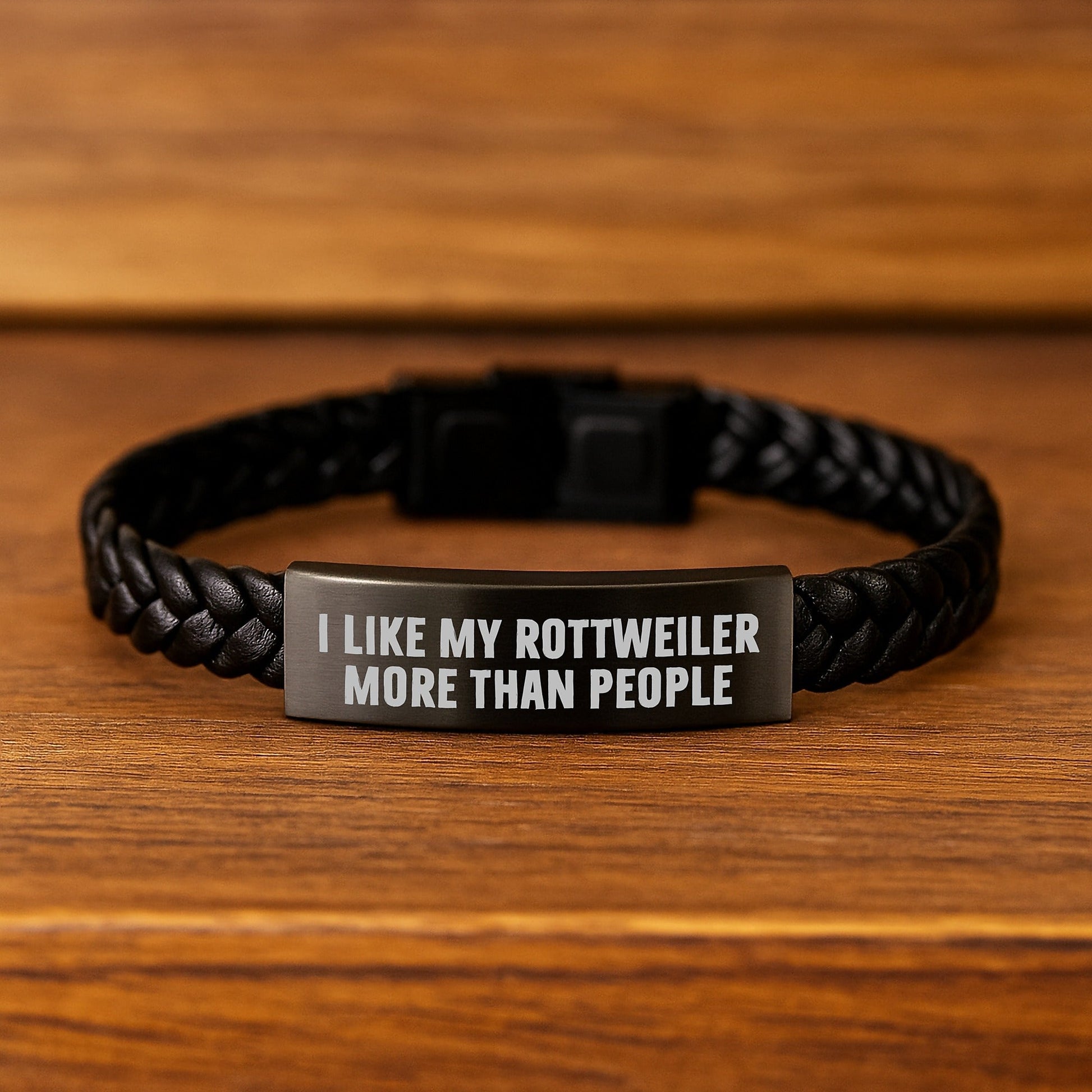 Funny Rottweiler Dog Mom Gifts from Friends, Unique Interlaced Leather Bracelet for Her - I Like My Rottweiler More Than People, Birthday Unique Gifts - Victory Thru Vision