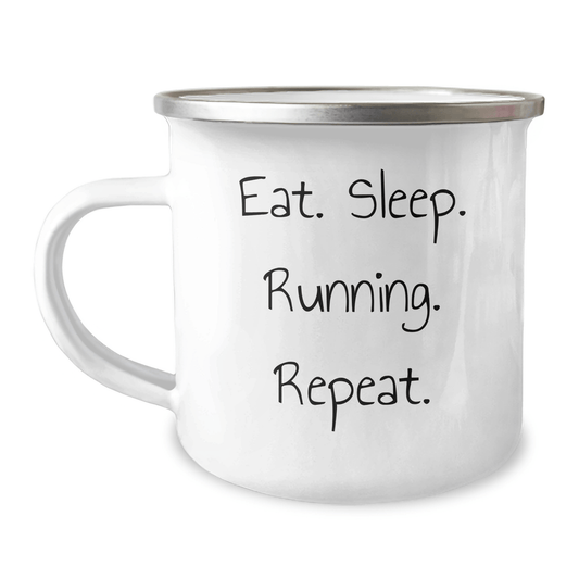 Funny Running Gifts for Graduation - Camping Mug for Running Enthusiasts - Gifts from Family, Friends, Coworkers, or Men - Eat. Sleep. Running. Repeat. - Victory Thru Vision 