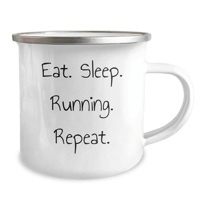 Funny Running Gifts for Graduation - Camping Mug for Running Enthusiasts - Gifts from Family, Friends, Coworkers, or Men - Eat. Sleep. Running. Repeat. - Victory Thru Vision 