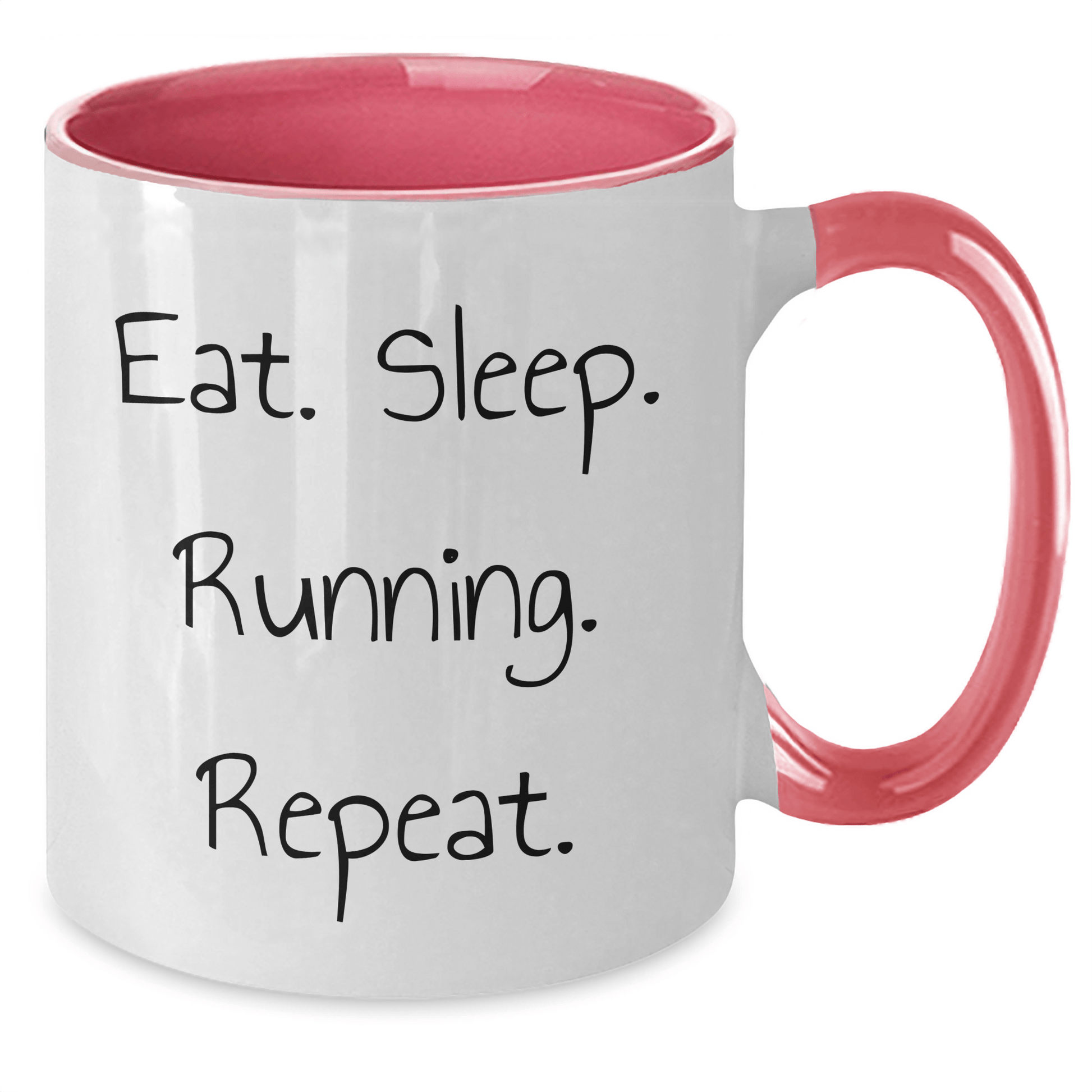 Funny Running Gifts from Friends - Eat. Sleep. Running. Repeat. Two Tone Coffee Mug for Running Lovers, Graduation Unique Gifts for Men Women - Victory Thru Vision 