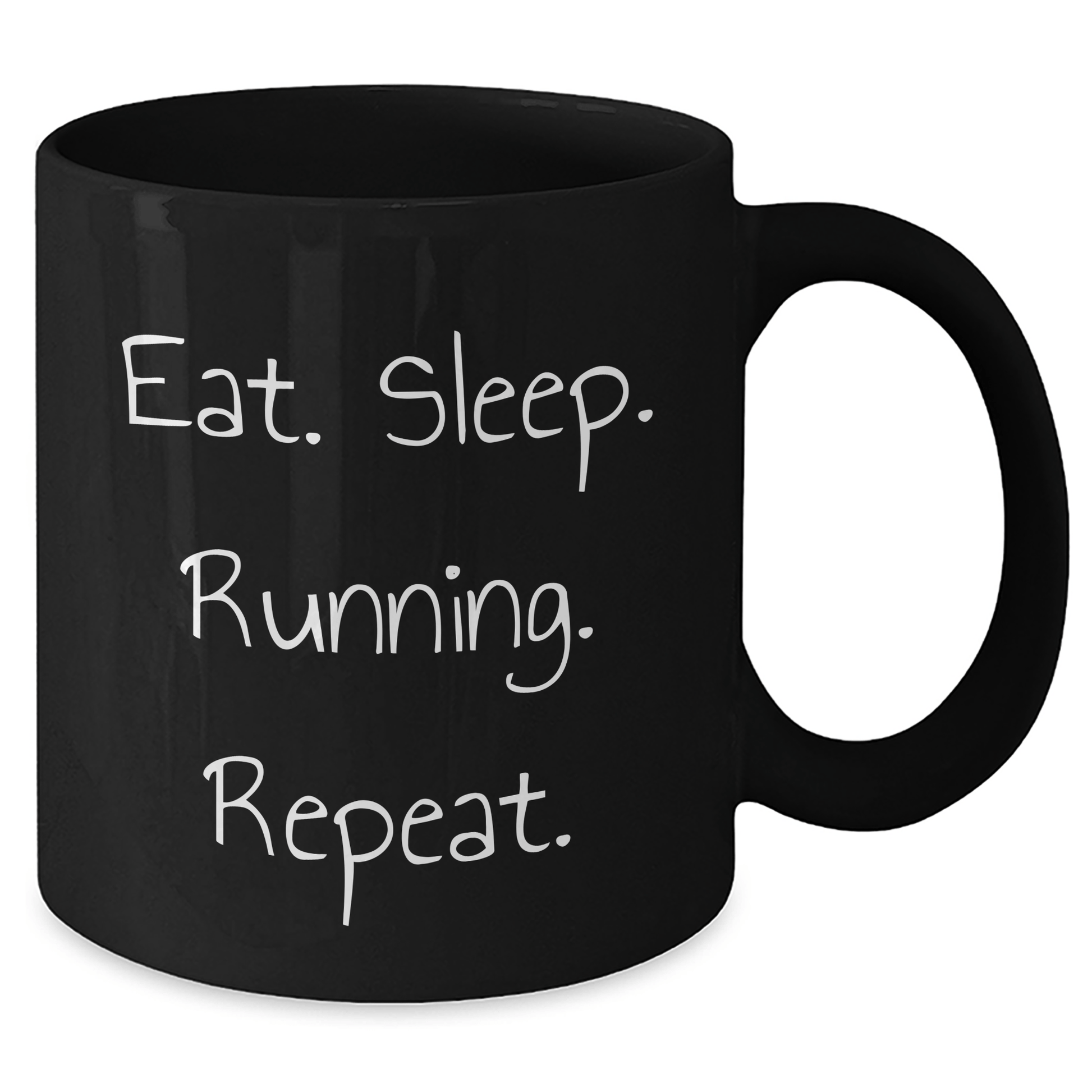 Funny Running Quote Gifts from Friends to Running Men, Black Coffee Mugs for Running Enthusiasts, Eat. Sleep. Running. Repeat. Graduation Unique Gifts - Victory Thru Vision 