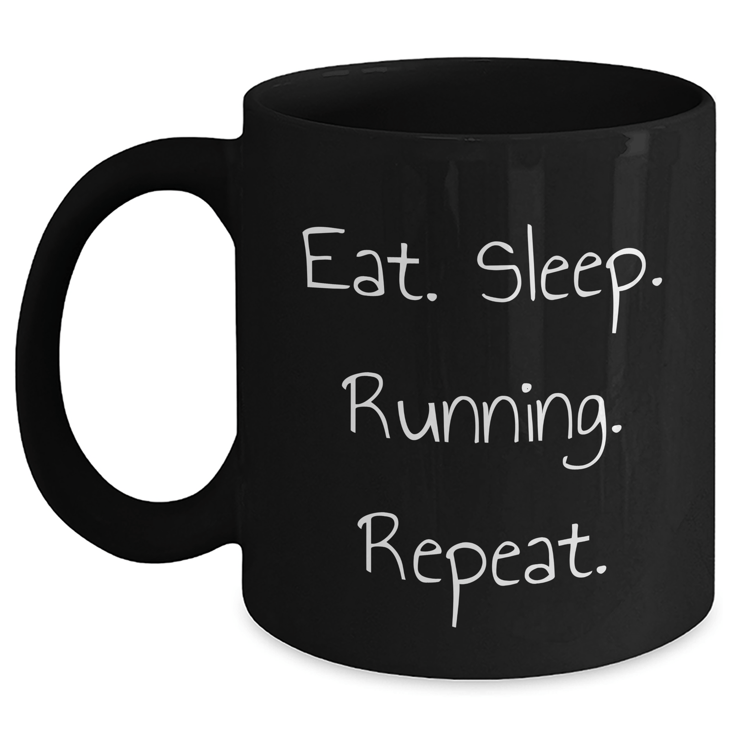 Funny Running Quote Gifts from Friends to Running Men, Black Coffee Mugs for Running Enthusiasts, Eat. Sleep. Running. Repeat. Graduation Unique Gifts - Victory Thru Vision