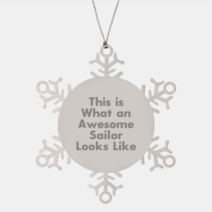 Funny Sailor Gifts from Friends to Men on Christmas - Snowflake Ornament with Inspirational Quote - Victory Thru Vision
