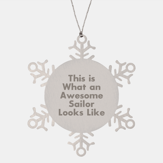Funny Sailor Gifts from Friends to Men on Christmas - Snowflake Ornament with Inspirational Quote - Victory Thru Vision