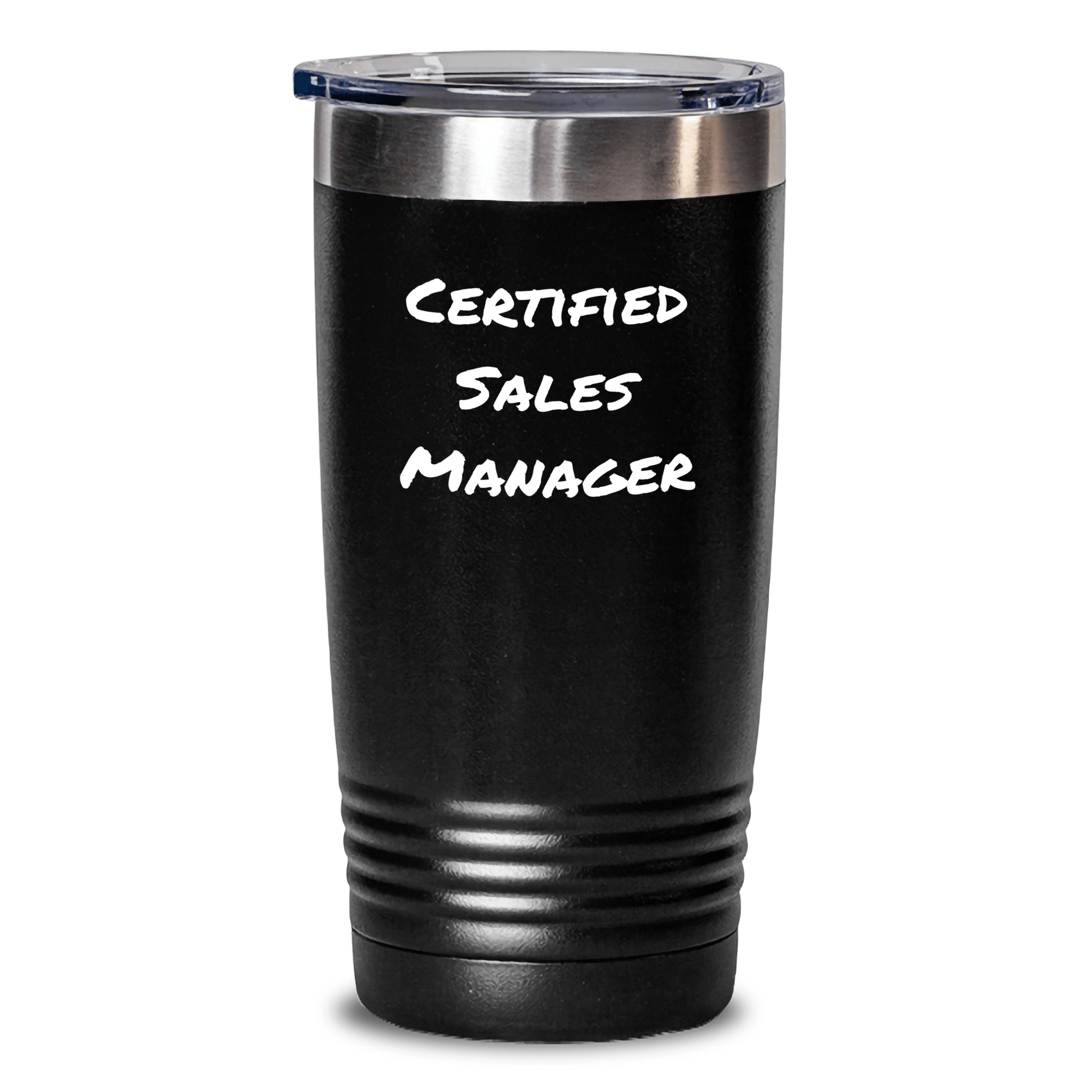 Funny Sales Manager Gifts from Friends - 'Certified Sales Manager' Quote Tumbler for Men 20oz or 30oz, Father's Day Unique Gifts - Victory Thru Vision