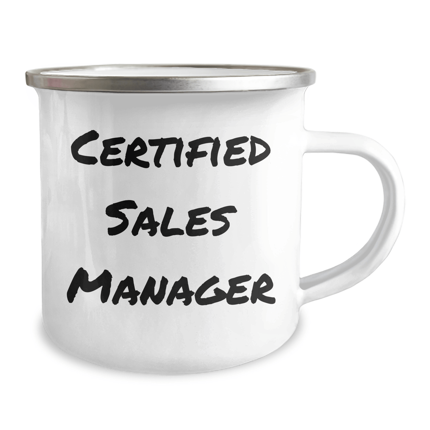 Funny Sales Manager Gifts from Friends, Unique Camping Mug for Father's Day, 'Certified Sales Manager' Quote, 12 oz Stainless Steel with Enamel Finish - Victory Thru Vision 
