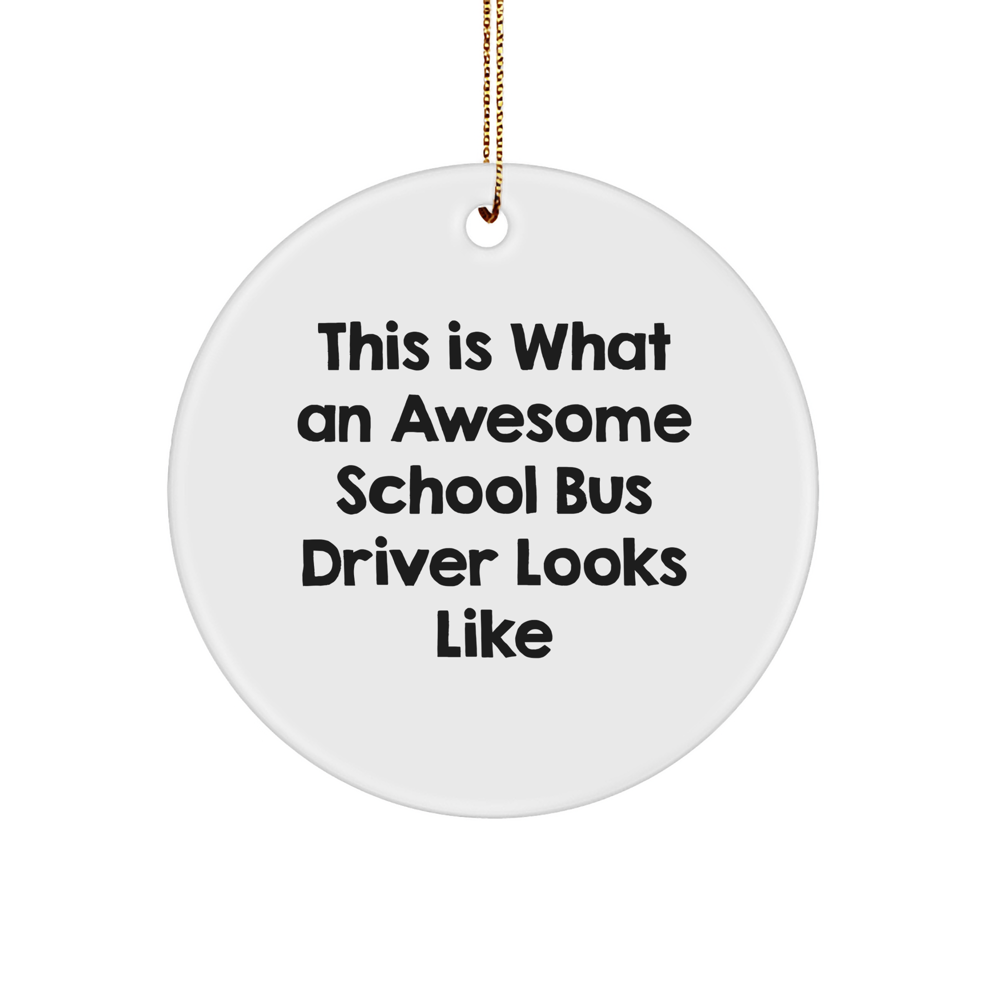 Funny School Bus Driver Gifts from Friends and Family - This Is What An Awesome School Bus Driver Looks Like Circle Ornament for Christmas - Victory Thru Vision 
