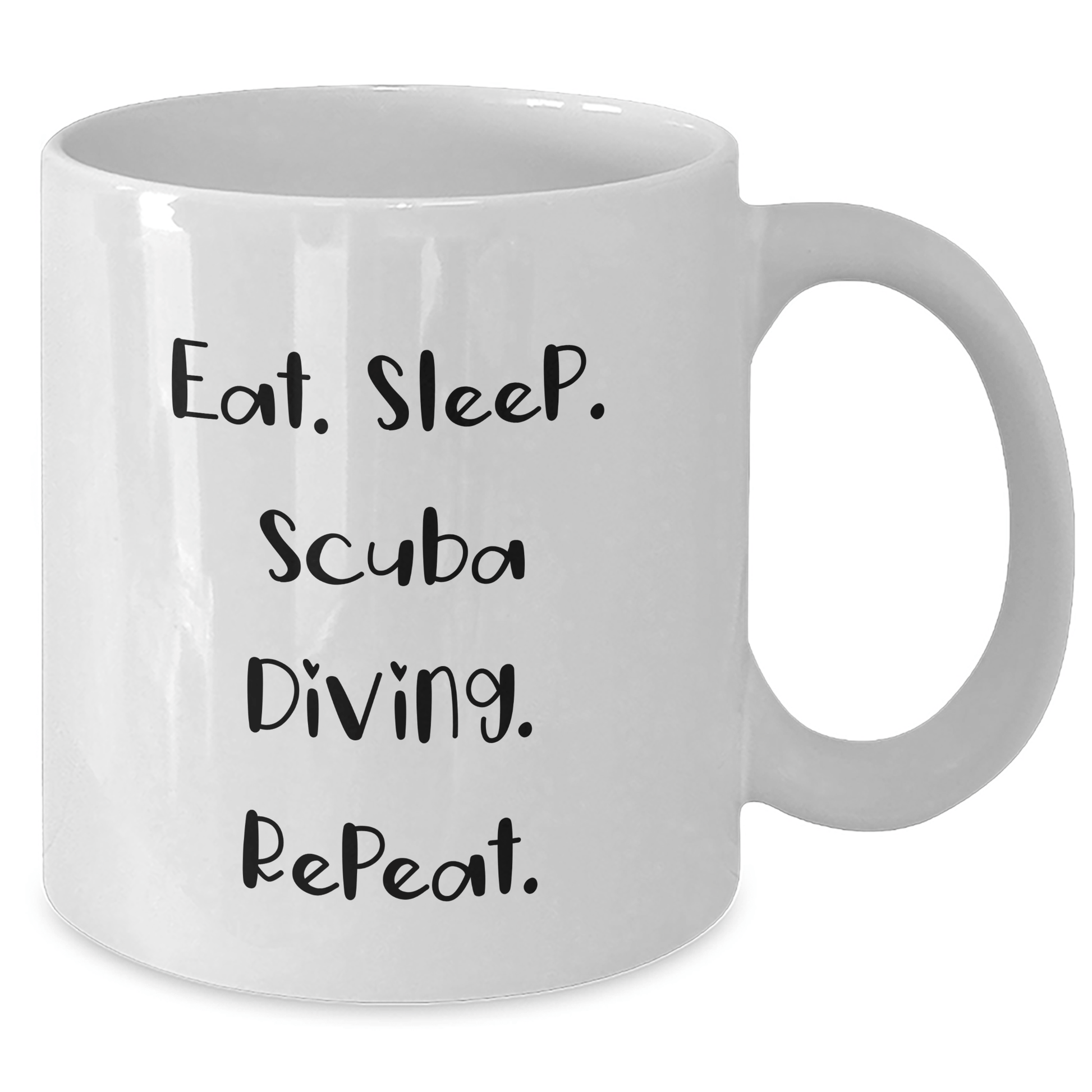 Funny Scuba Diving Gifts for Men - White Coffee Mug, Eat. Sleep. Scuba Diving. Repeat., Gifts from Family, Perfect for Father's Day - Victory Thru Vision 