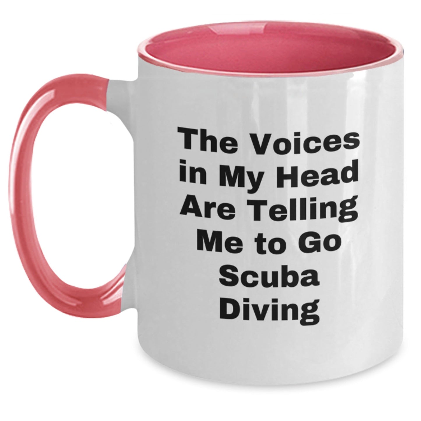 Funny Scuba Diving Gifts from Men to Scuba Diving Friends - Two Tone Coffee Mug, The Voices In My Head Are Telling Me To Go Scuba Diving, Birthday Unique Gifts, Scuba Diving Enthusiasts - Victory Thru Vision