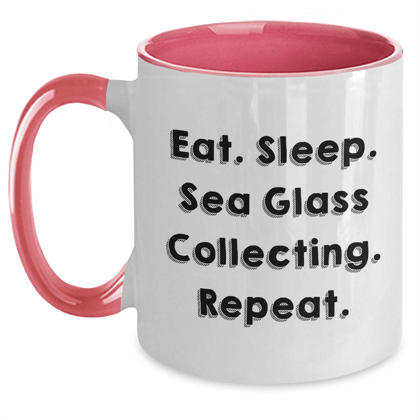 Funny Sea Glass Collecting Gifts for Men - Eat. Sleep. Sea Glass Collecting. Repeat. Two Tone Coffee Mug for Dad's Special Day - Victory Thru Vision 