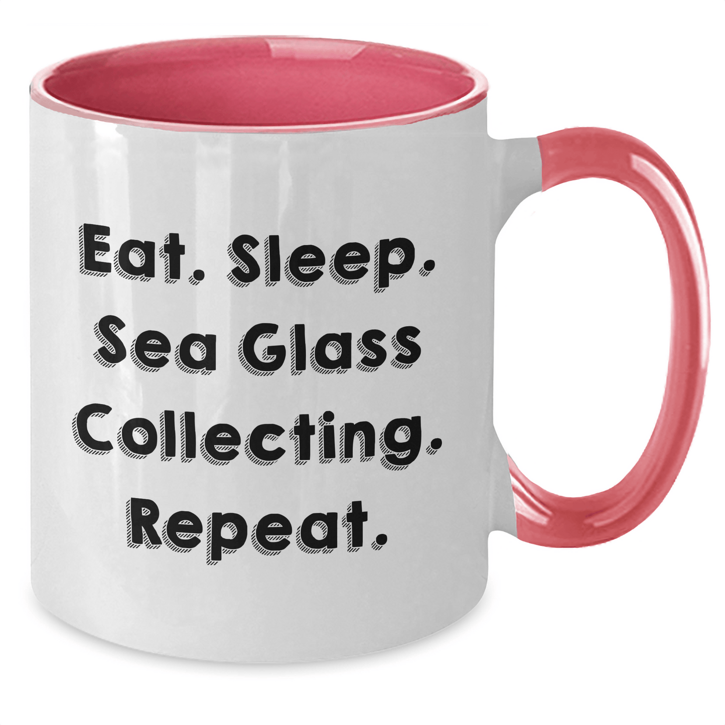 Funny Sea Glass Collecting Gifts for Men - Eat. Sleep. Sea Glass Collecting. Repeat. Two Tone Coffee Mug for Dad's Special Day - Victory Thru Vision 
