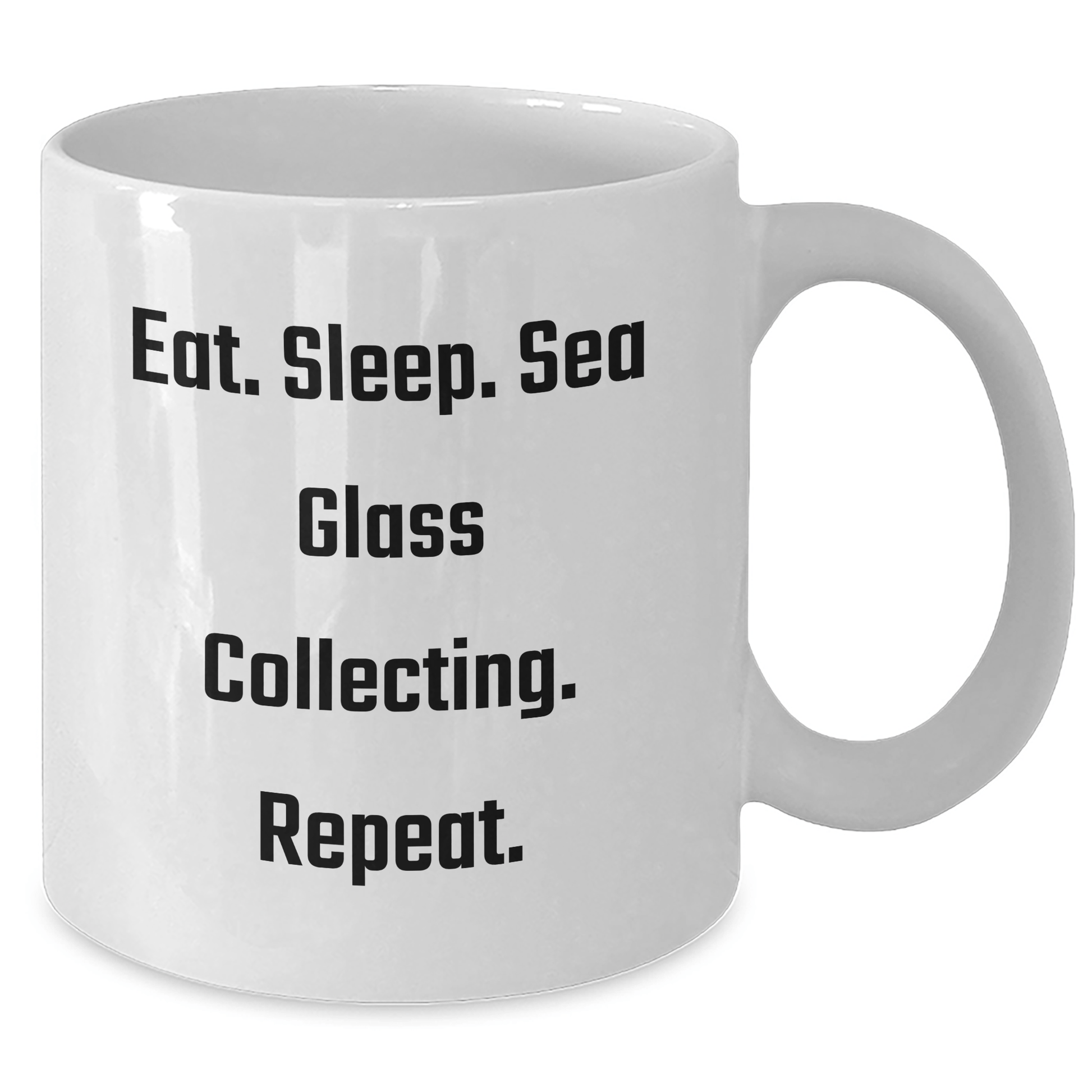 Funny Sea Glass Collecting Gifts for Men - Eat. Sleep. Sea Glass Collecting. Repeat. White Coffee Mug, Father's Day Unique Gifts from Family - Victory Thru Vision 