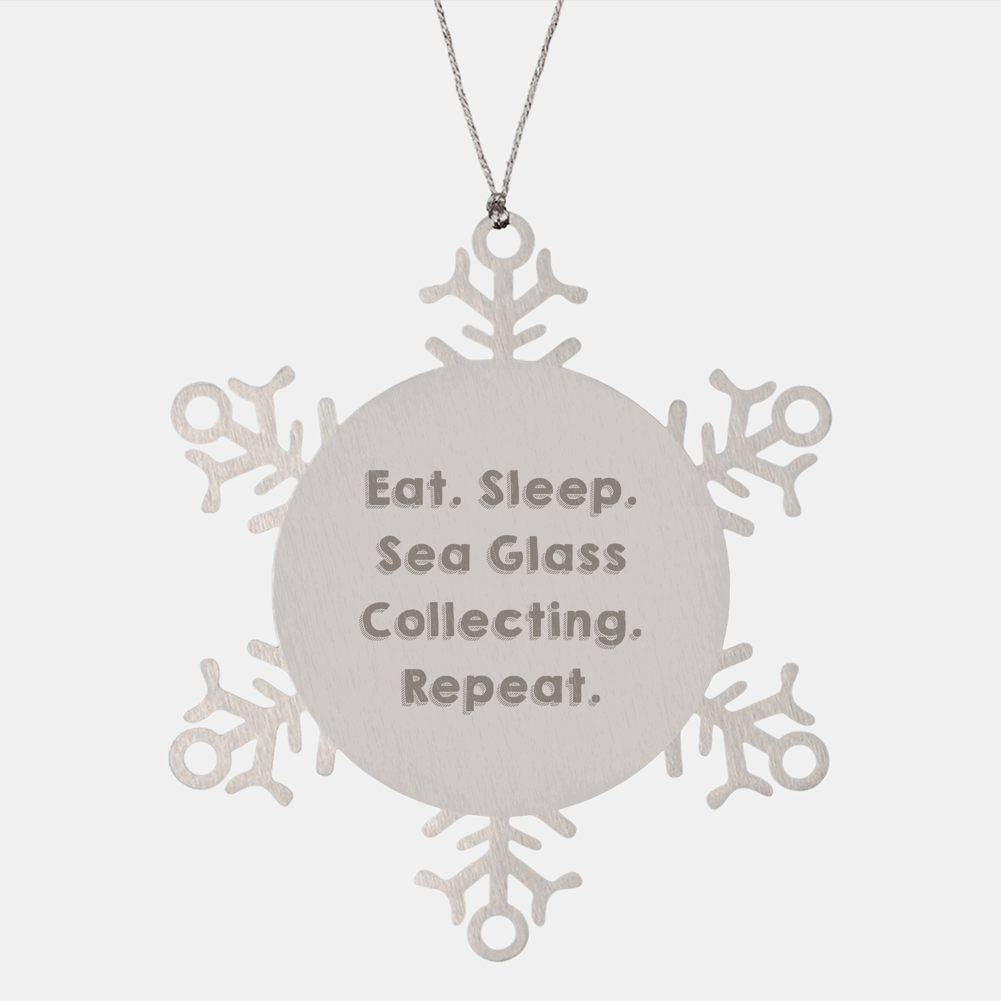 Funny Sea Glass Collecting Gifts from Friends and Family - Snowflake Ornament, Eat. Sleep. Sea Glass Collecting. Repeat., Unique Christmas Unique Gifts for Sea Glass Collecting Enthusiasts - Victory Thru Vision 