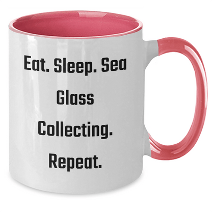 Funny Sea Glass Collecting Mugs Gifts for Men from Friends and Family on Father's Day - Eat. Sleep. Sea Glass Collecting. Repeat. - Victory Thru Vision 