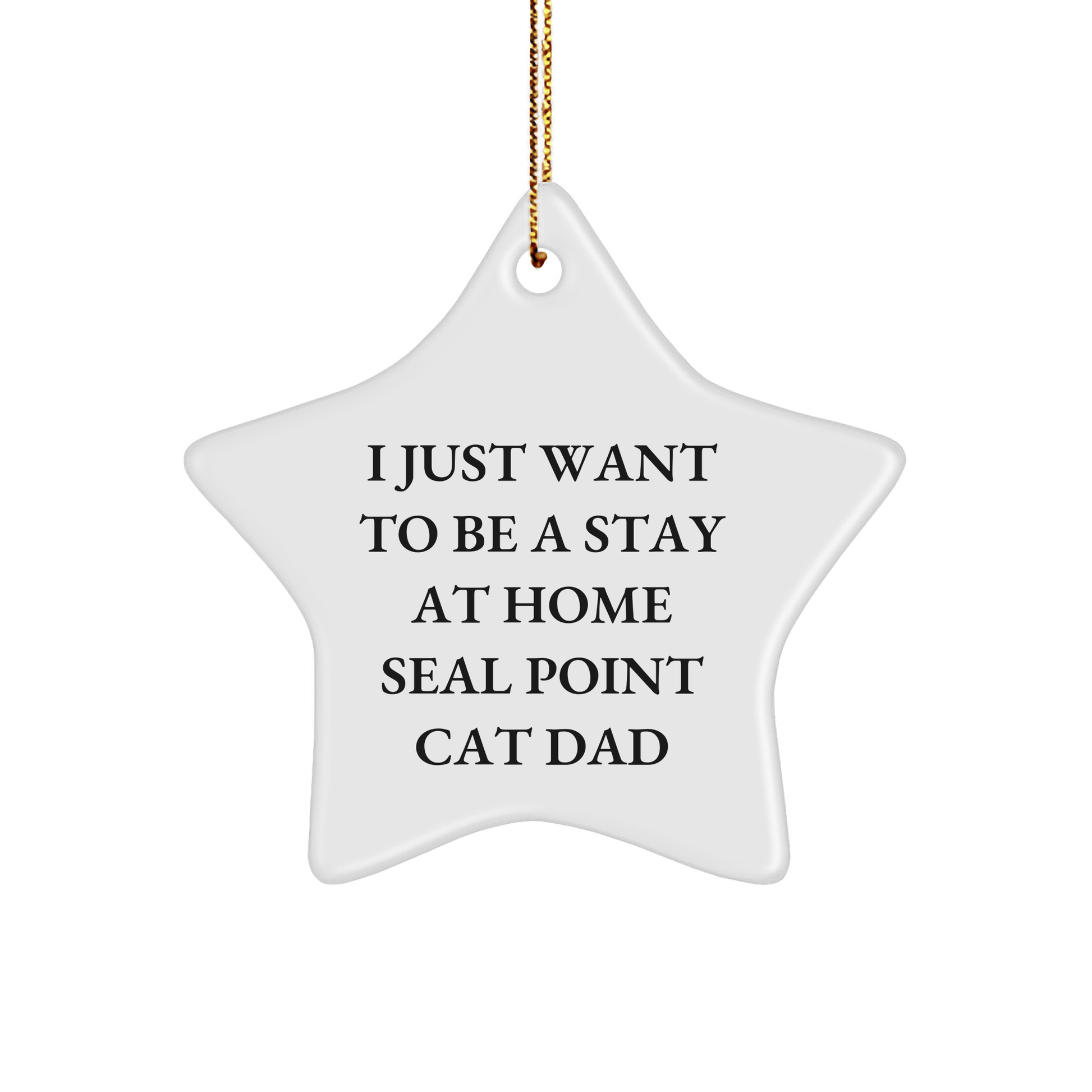 Funny Seal Point Cat Dad Gifts from Men to Seal Point Cat Lovers for Christmas - Star Ornament 'I Just Want To Be A Stay At Home Seal Point Cat Dad' - Victory Thru Vision