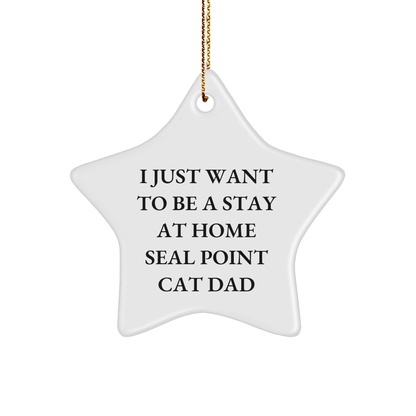 Funny Seal Point Cat Dad Gifts from Men to Seal Point Cat Lovers for Christmas - Star Ornament 'I Just Want To Be A Stay At Home Seal Point Cat Dad' - Victory Thru Vision