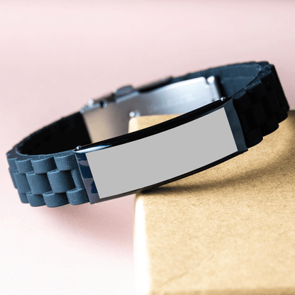 Funny Second Mom Gifts - Best Second Mom Ever, Glide lock Clasp Adjustable Black Stainless Steel Silicone Bracelet for Graduation, Gifts from Mom to Second Mom - Victory Thru Vision