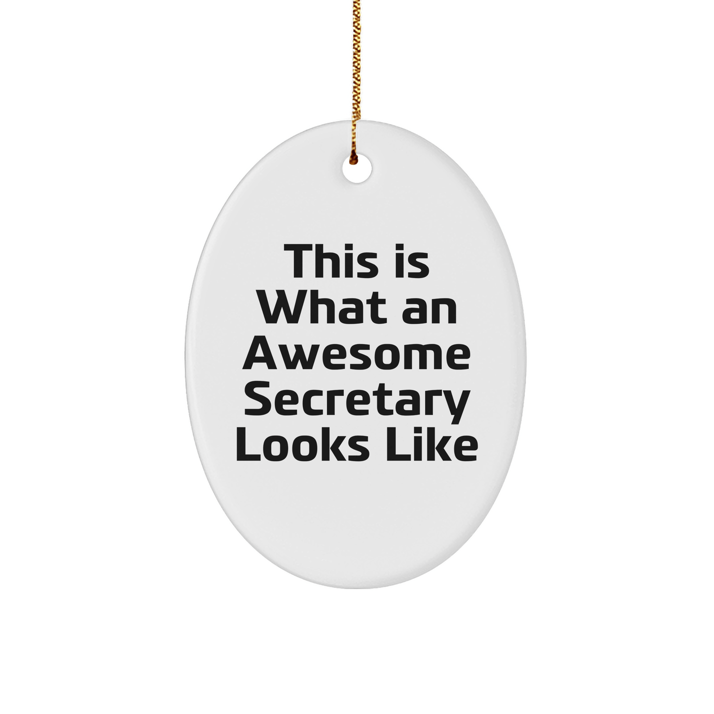 Funny Secretary Gifts from Friends and Family - This Is What An Awesome Secretary Looks Like Oval Ornament, White, Christmas Decoration - Victory Thru Vision 