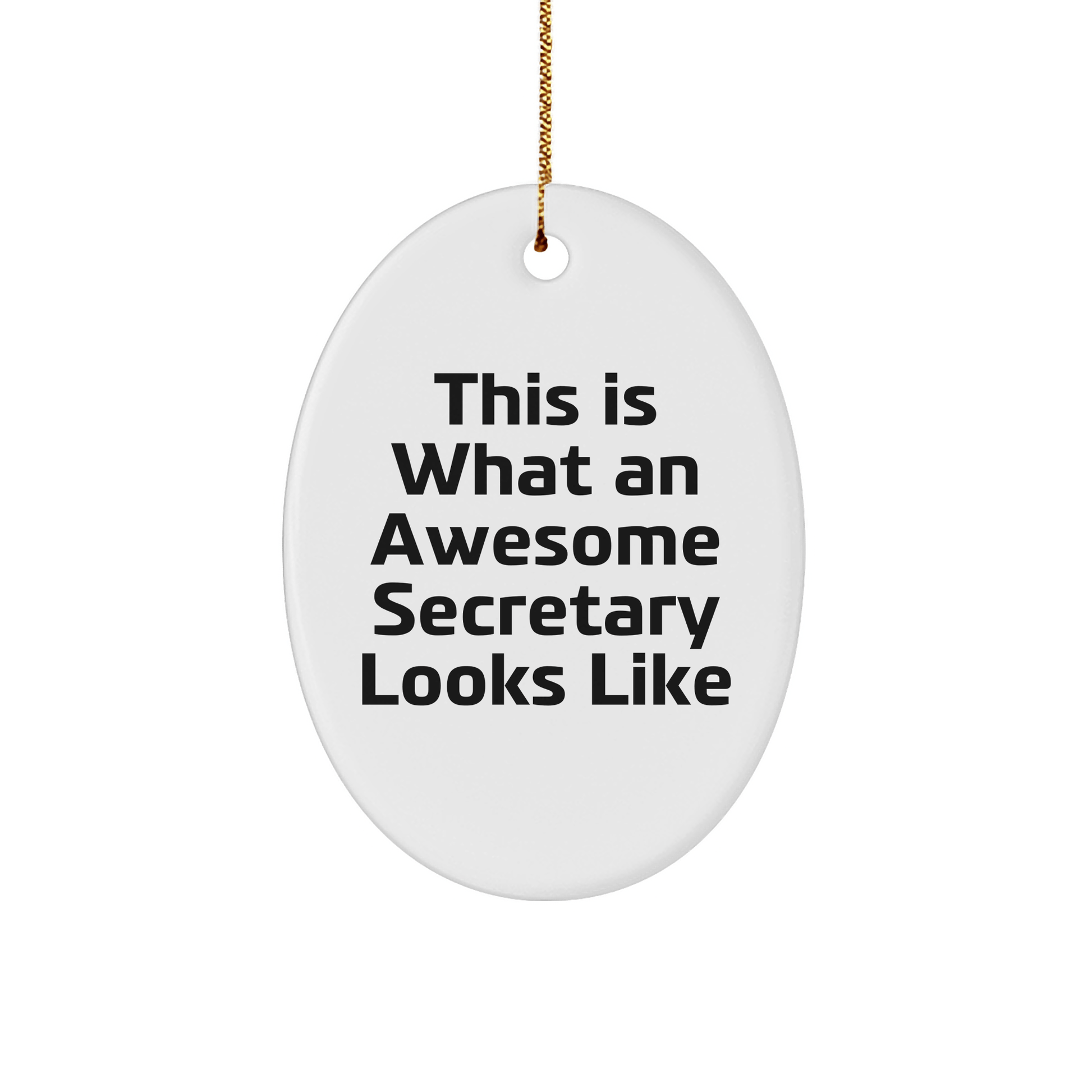 Funny Secretary Gifts from Friends and Family - This Is What An Awesome Secretary Looks Like Oval Ornament, White, Christmas Decoration - Victory Thru Vision 