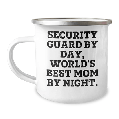 Funny Security Guard Gifts by Day, World's Best Mom by Night - Camping Mug for Security Guard Mom from Friends - Victory Thru Vision 