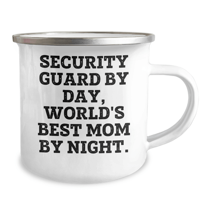 Funny Security Guard Gifts by Day, World's Best Mom by Night - Camping Mug for Security Guard Mom from Friends - Victory Thru Vision 