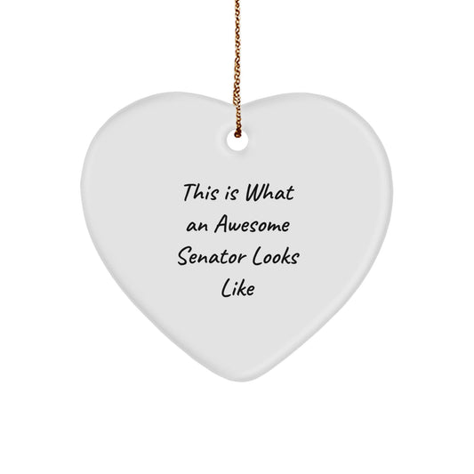 Funny Senator Gifts, Heart Ornament with 'This Is What An Awesome Senator Looks Like' Quote, Perfect for Christmas Unique Gifts from Friends, Family, or Coworkers - Victory Thru Vision