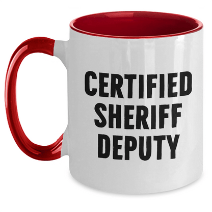 Funny Sheriff Deputy Gifts, Father's Day Unique Gifts from Men to Sheriff Deputy, Two Tone Coffee Mug - Victory Thru Vision 