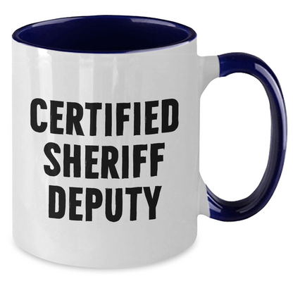 Funny Sheriff Deputy Gifts, Father's Day Unique Gifts from Men to Sheriff Deputy, Two Tone Coffee Mug - Victory Thru Vision 