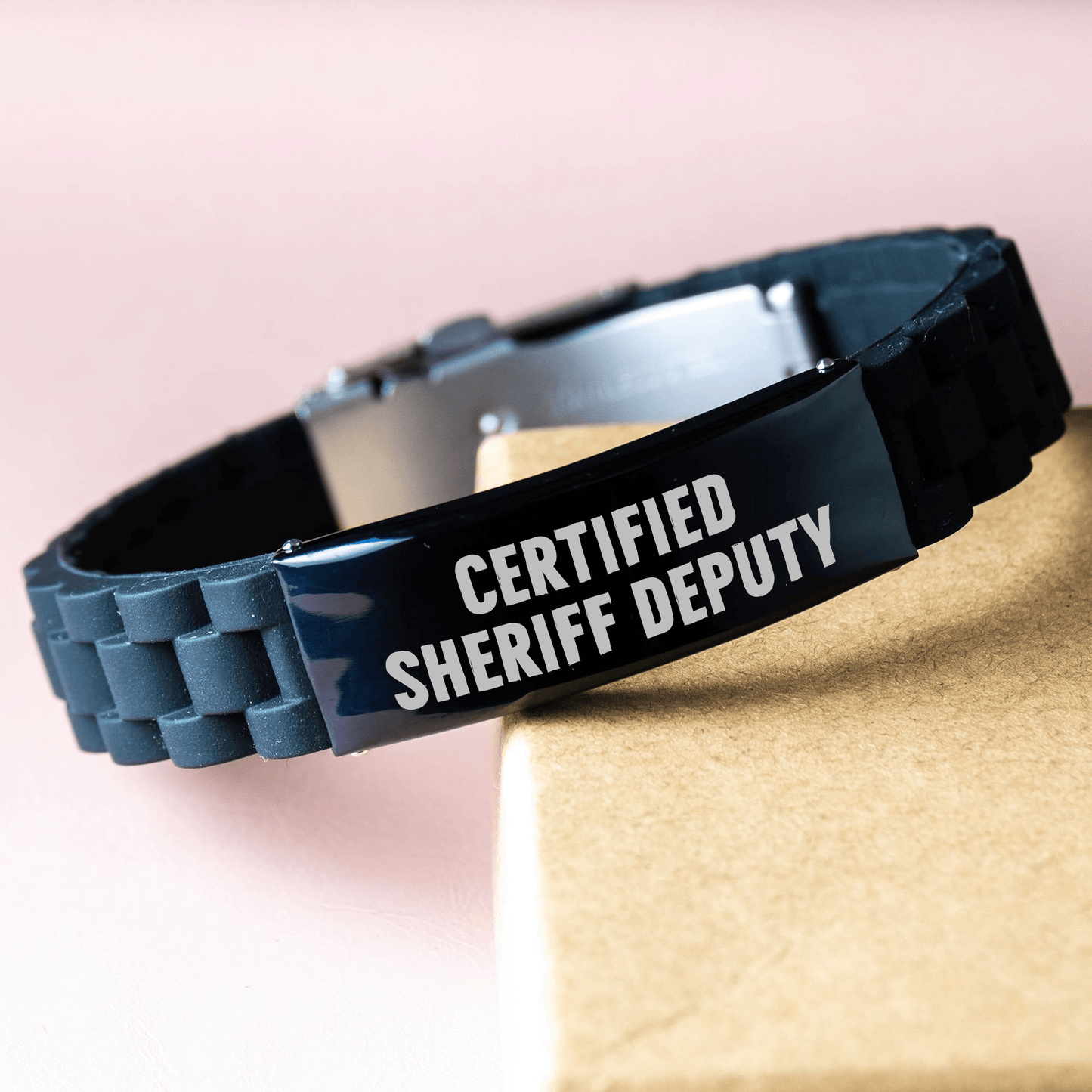 Funny Sheriff Deputy Gifts for Men - Certified Sheriff Deputy Glide lock Clasp Bracelet, Adjustable and Rust-Resistant, Premium Bag Included - Gifts from Family - Victory Thru Vision 