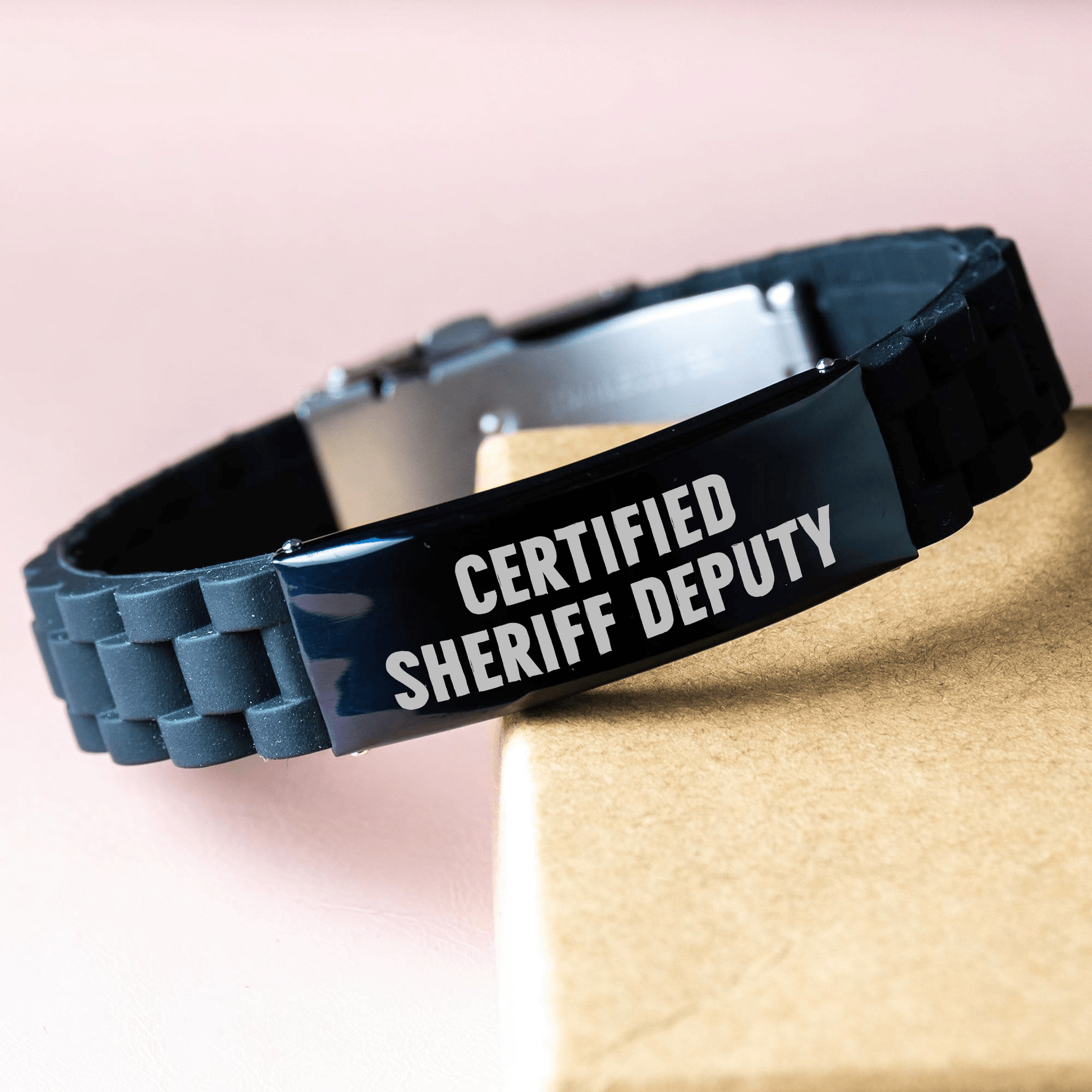 Funny Sheriff Deputy Gifts for Men - Certified Sheriff Deputy Glide lock Clasp Bracelet, Adjustable and Rust-Resistant, Premium Bag Included - Gifts from Family - Victory Thru Vision 