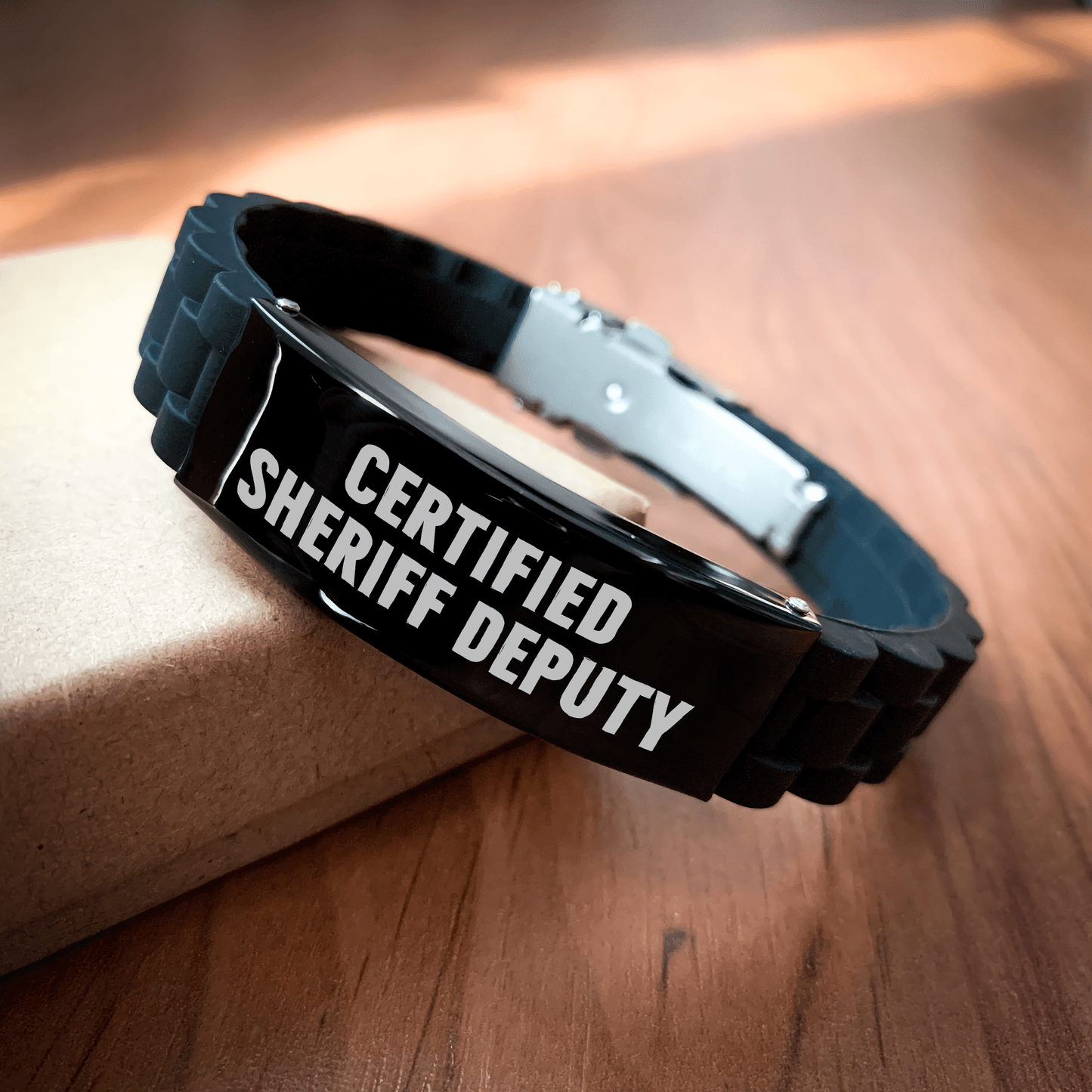 Funny Sheriff Deputy Gifts for Men - Certified Sheriff Deputy Glide lock Clasp Bracelet, Adjustable and Rust-Resistant, Premium Bag Included - Gifts from Family - Victory Thru Vision 