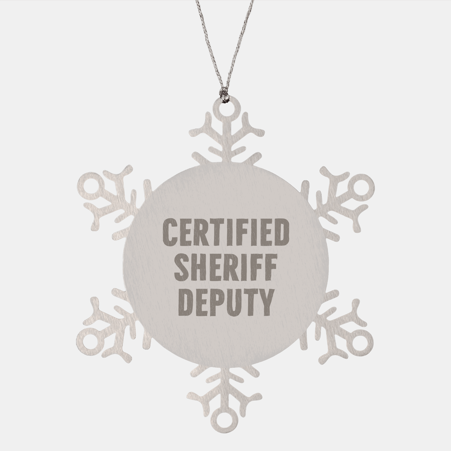 Funny Sheriff Deputy Gifts for Men - Snowflake Ornament from Family, Certified Sheriff Deputy Quotes, Christmas Unique Gifts - Victory Thru Vision 