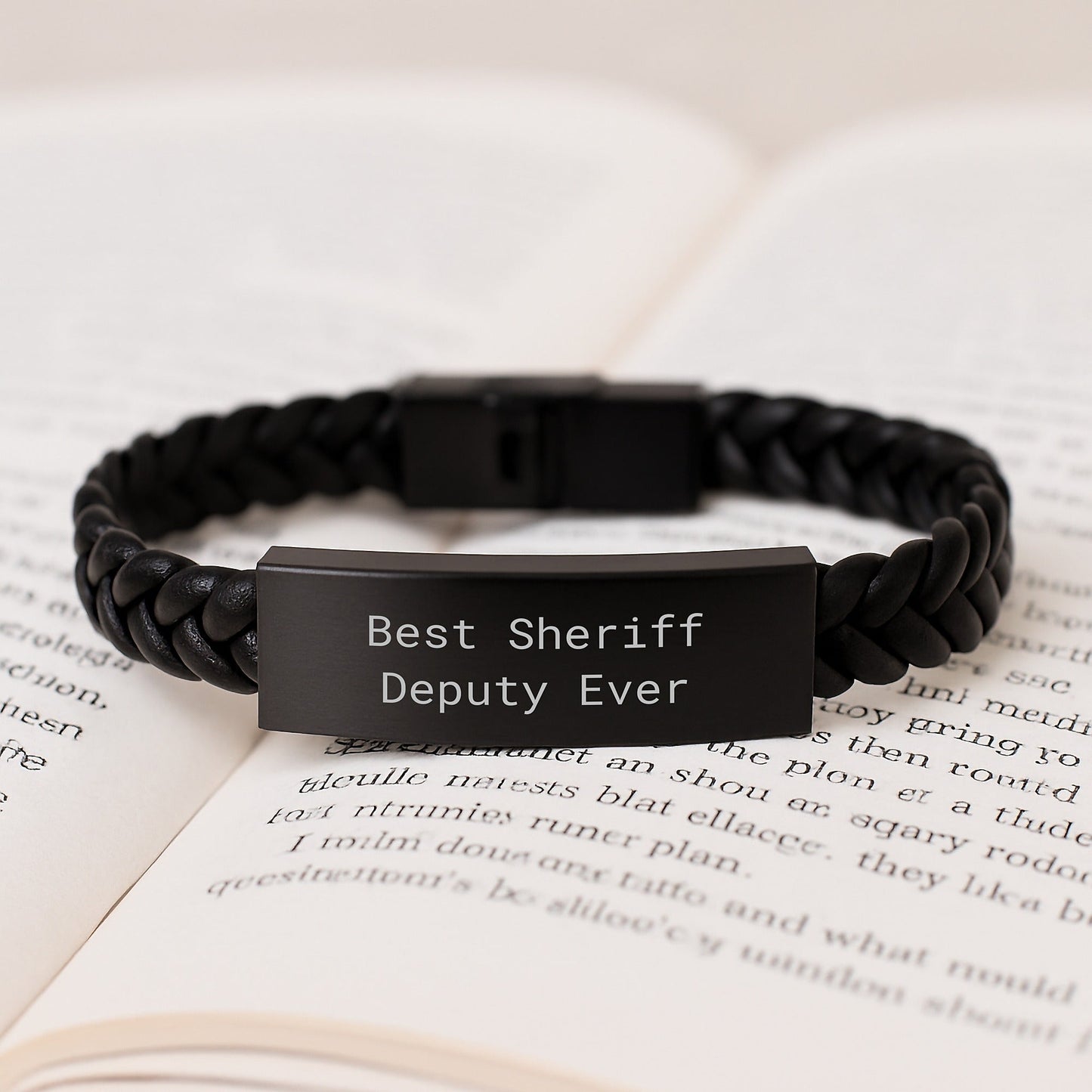 Funny Sheriff Deputy Gifts from Family - Best Sheriff Deputy Ever Interlaced Leather Bracelet for Sheriff Deputy Graduation Unique Gifts - Victory Thru Vision