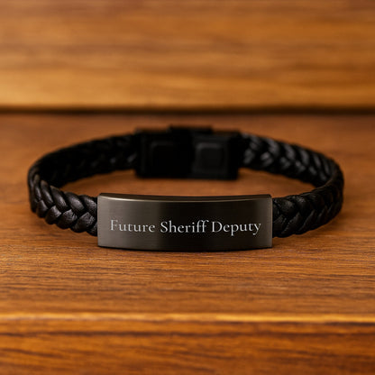 Funny Sheriff Deputy Quote Interlaced Leather Bracelet Gifts from Friends, Gifts for Future Sheriff Deputy Graduation Unique Gifts - Victory Thru Vision
