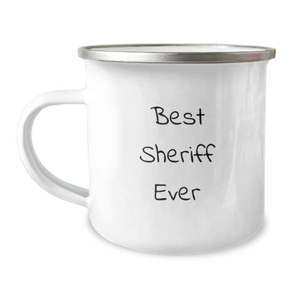 Funny Sheriff Gifts for Men - 'Best Sheriff Ever' Camping Mug, Sheriff Graduation Unique Gifts from Friends or Family - Victory Thru Vision
