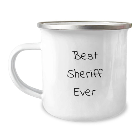 Funny Sheriff Gifts for Men - 'Best Sheriff Ever' Camping Mug, Sheriff Graduation Unique Gifts from Friends or Family - Victory Thru Vision