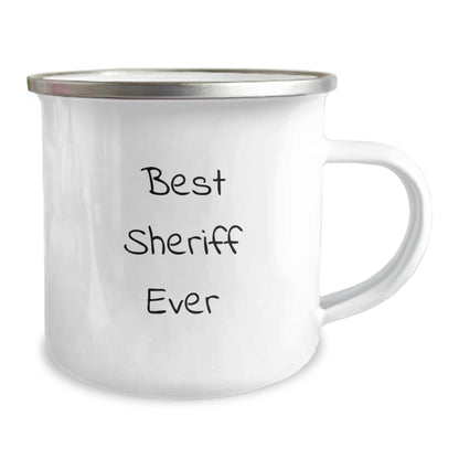 Funny Sheriff Gifts for Men - 'Best Sheriff Ever' Camping Mug, Sheriff Graduation Unique Gifts from Friends or Family - Victory Thru Vision