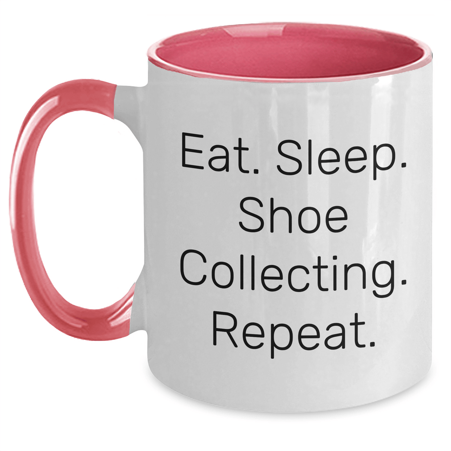Funny Shoe Collecting Gifts for Men - Eat. Sleep. Shoe Collecting. Repeat. Two Tone Coffee Mug for Shoe Enthusiasts, 11oz, Microwave and Dishwasher Safe, Gifts from Men to Family - Victory Thru Vision 