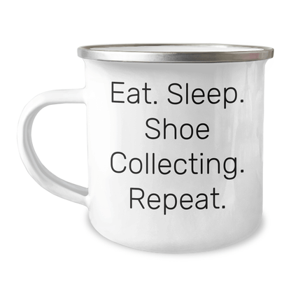 Funny Shoe Collecting Gifts for Men from Eat. Sleep. Shoe Collecting. Repeat. - Unique Camping Mug for Father's Day - Victory Thru Vision 