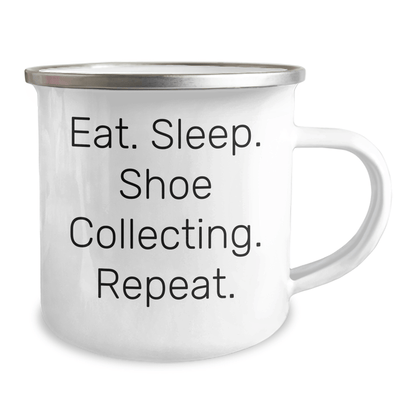 Funny Shoe Collecting Gifts for Men from Eat. Sleep. Shoe Collecting. Repeat. - Unique Camping Mug for Father's Day - Victory Thru Vision 