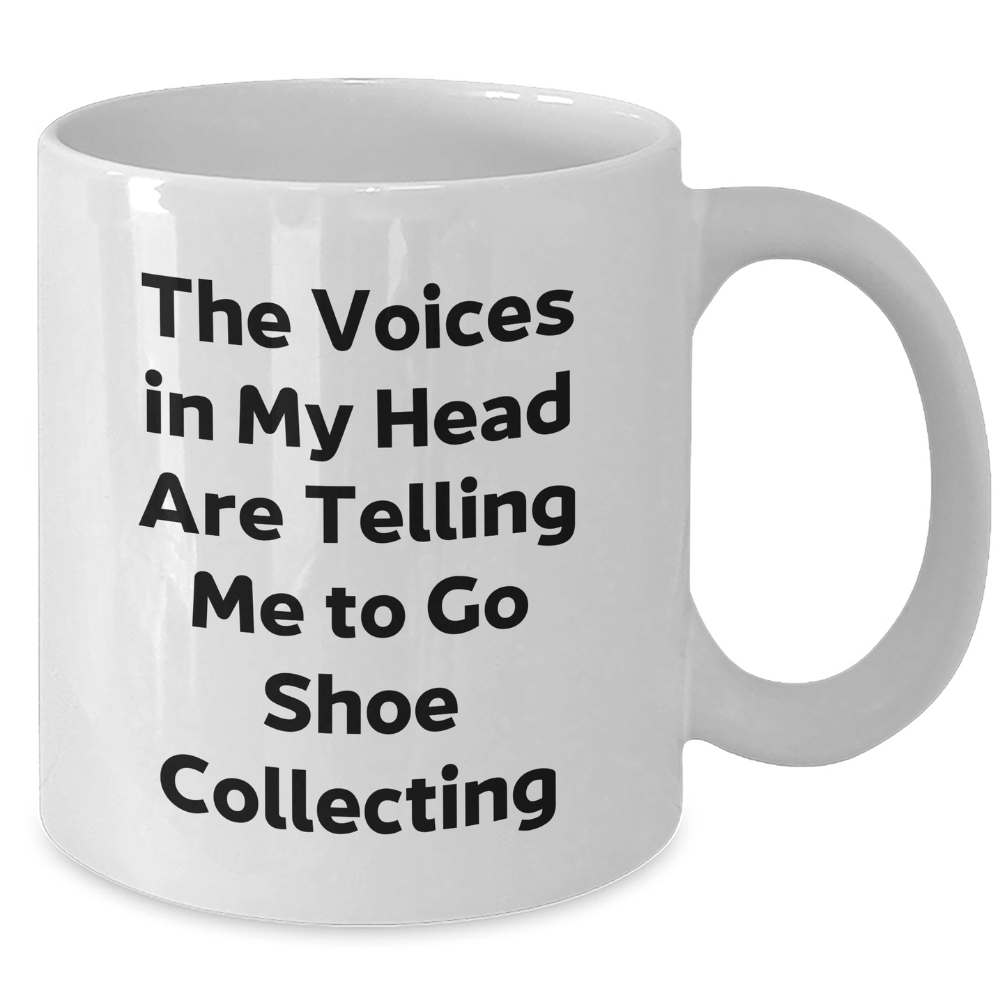 Funny Shoe Collecting Gifts for Men from Friends - White Coffee Mug with 'The Voices In My Head Are Telling Me To Go Shoe Collecting' Quote, Gifts for Shoe Collecting Enthusiasts - Victory Thru Vision