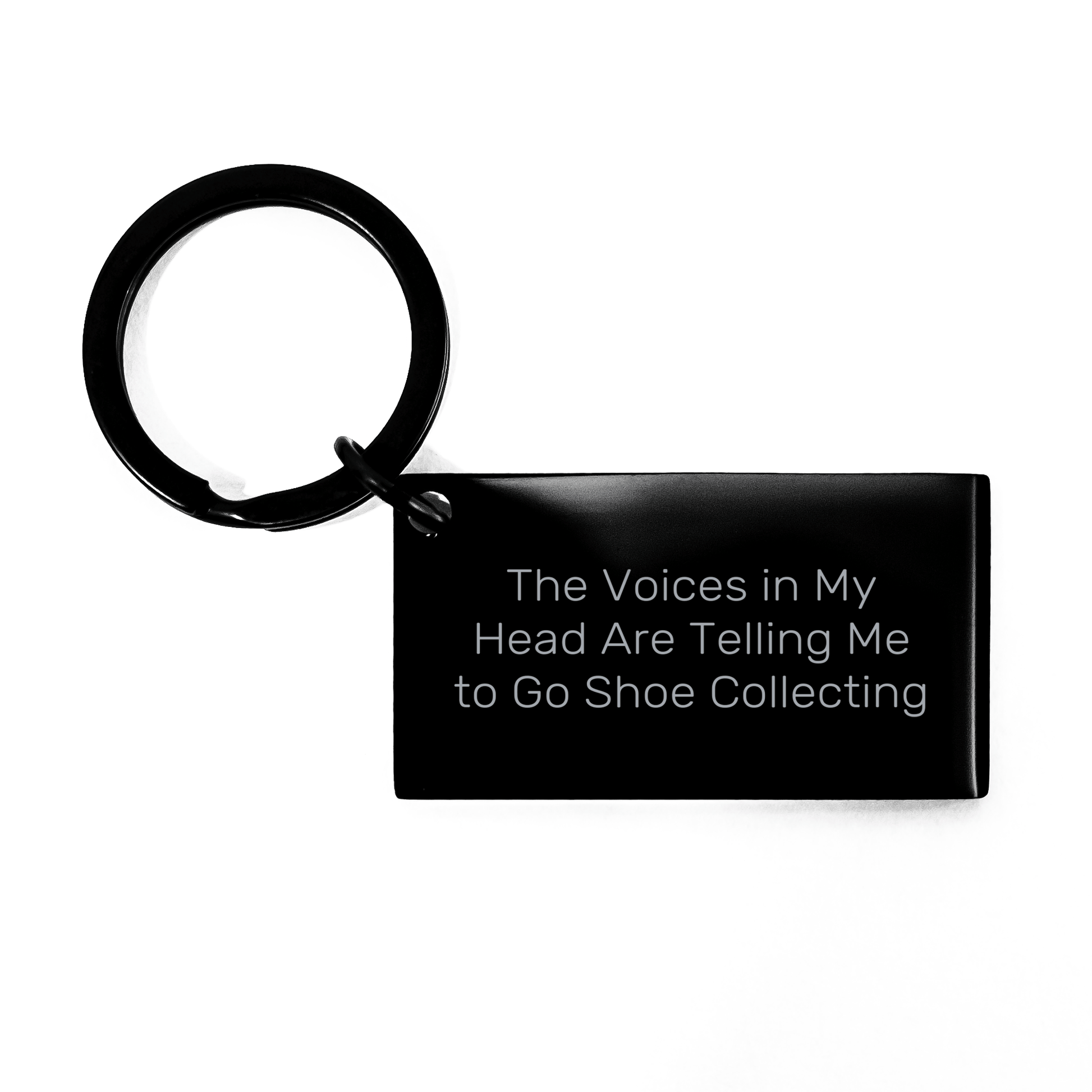 Funny Shoe Collecting Gifts for Men, Keychain with Inspirational Quote 'The Voices In My Head Are Telling Me To Go Shoe Collecting' - Graduation Unique Gifts from Friends to Family - Victory Thru Vision